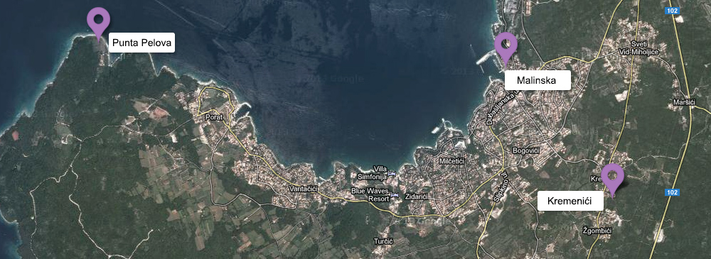 Map - Kremenići, Malinska, Punta Pelova